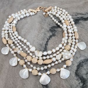 Chico's Multi-Strand Pearl & Shell Accent Necklace